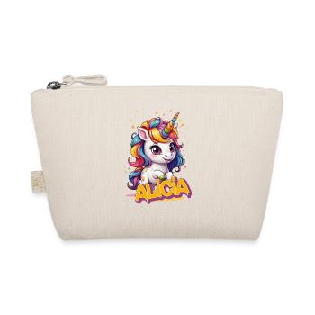 ALICIA - Beautiful girl name with cute unicorn - Organic Pouch - nature - Front