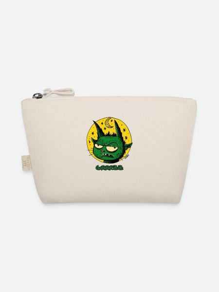 A Green Sleeping Leprechaun with Moon and Stars - Organic Pouch - nature - Front