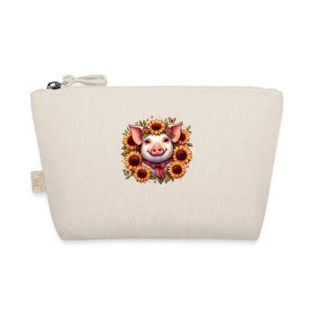 Pig with bow and sunflowers - Organic Pouch - nature - Front