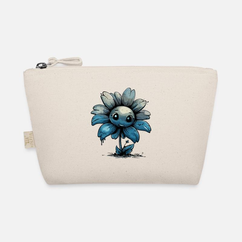 Eine dunkelblaue Comic Blume Bio-Täschchen