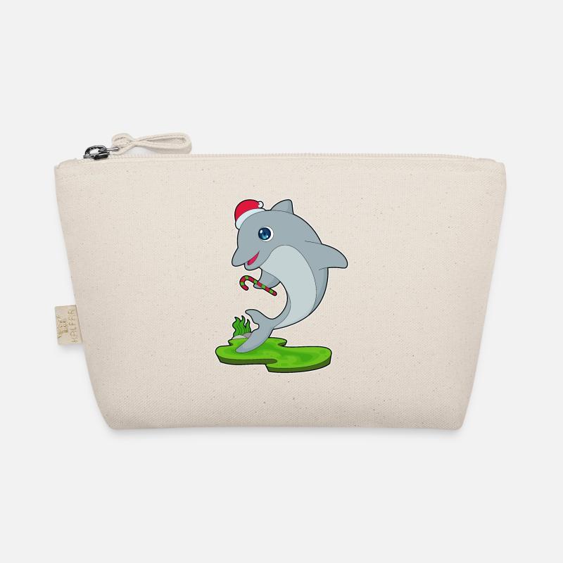 Dolphin Christmas Candy Cane Organic Pouch
