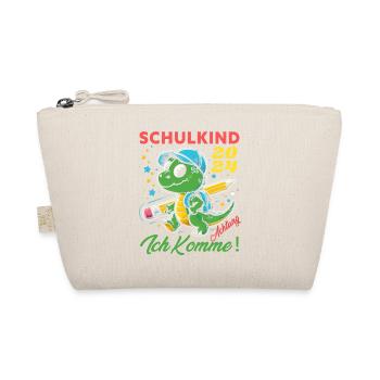 Einschulung Junge Geschenk Dino Achtung Ich Komme - Bio-Täschchen - Natur - Vorne