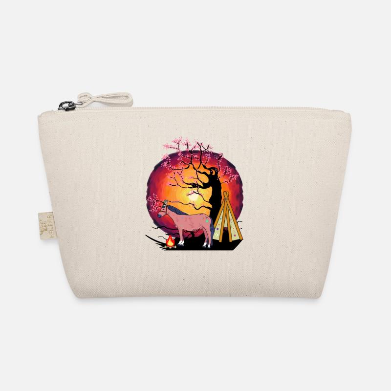 Hippie Pferd Pferde Tipi Sonnenuntergang Sonne - Bio-Täschchen - Natur