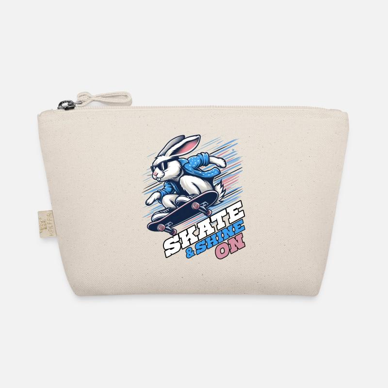 SKATE & SHINE ON, A RABBIT ON A SKATEBOARD Organic Pouch