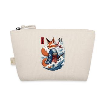 Ukiyo-E Samurai Fox Japanese Kitsune Mask - Organic Pouch - nature - Front