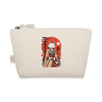 Samurai Fox Japanese Kitsune Mask Design - Organic Pouch - nature - Front