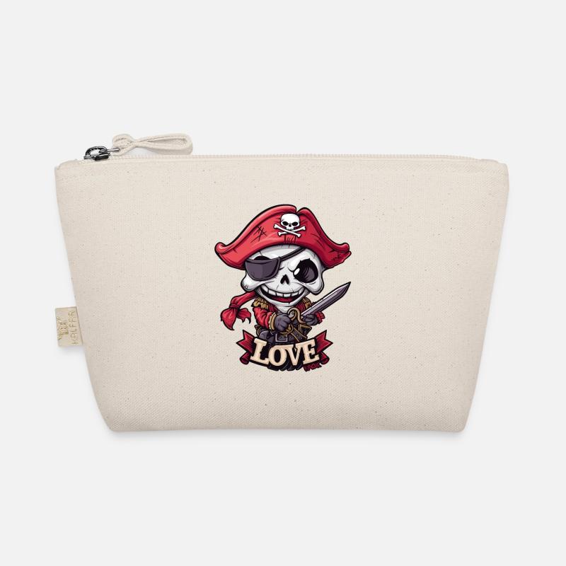 Chibi Cool and Funny Love Pirate Skeleton Organic Pouch