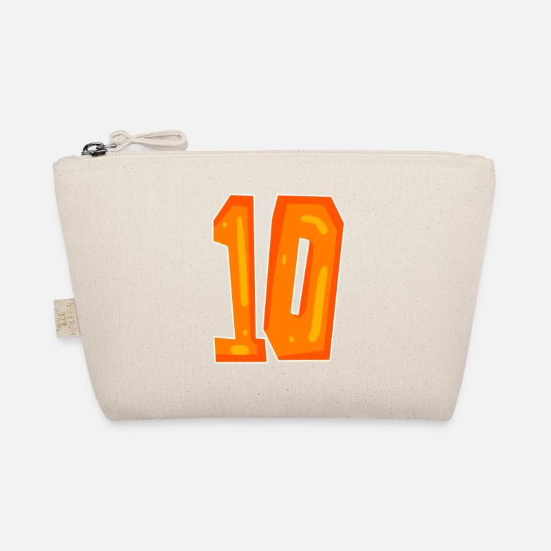Zehn 10 orange Nummer Zahl - Bio-Täschchen - Natur