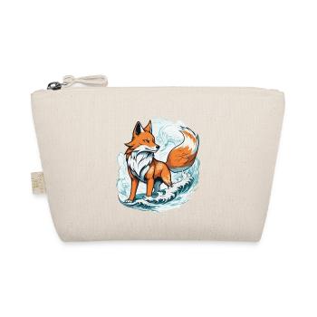 Japanese Kitsune Mask Kawaii Fox Spirit Design - Organic Pouch - nature - Front