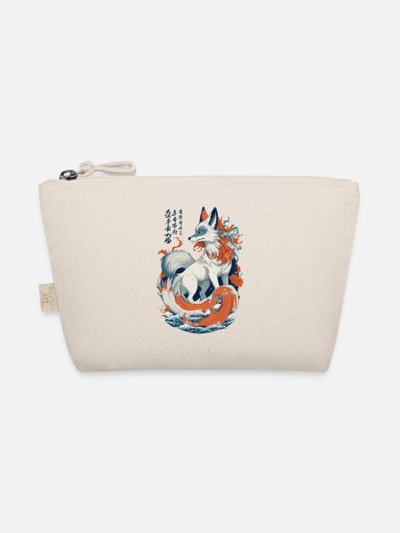 Vintage Ukiyo-E Kunst Japanische Kitsune Fuchs - Bio-Täschchen - Natur - Vorne