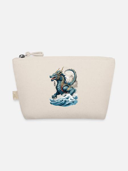 Vintage Ukiyo-E Kunst Japanischer Drache Design - Bio-Täschchen - Natur - Vorne