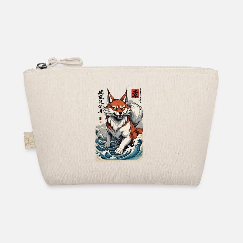 Vintage Ukiyo-E Stil Japanische Kitsune Fuchs - Bio-Täschchen - Natur
