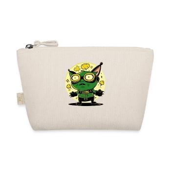 Funny Green Cartoon Action Hero: Look Here - Organic Pouch - nature - Front