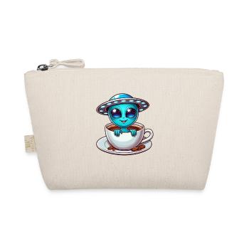 Alien with Coffee UFO Coffee Lover - Organic Pouch - nature - Front