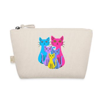 Cat Cats Kitten Family Kids Baby 80s - Organic Pouch - nature - Front
