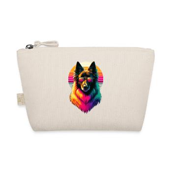Retro Sonnenuntergang Sonnenbrille Belgischer Schäferhund - Bio-Täschchen - Natur - Vorne