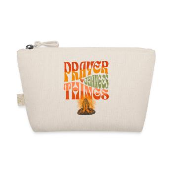 Prayer Hands Motif with Wish for Peace - Organic Pouch - nature - Front