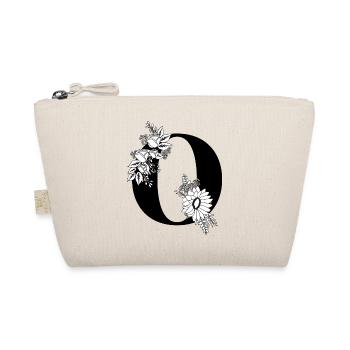 Black and White Floral Letter o - Organic Pouch - nature - Front