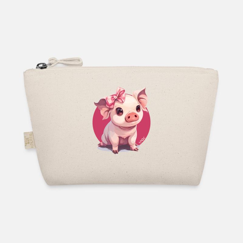 Petit cochon mignon avec nœud Trousse biologique