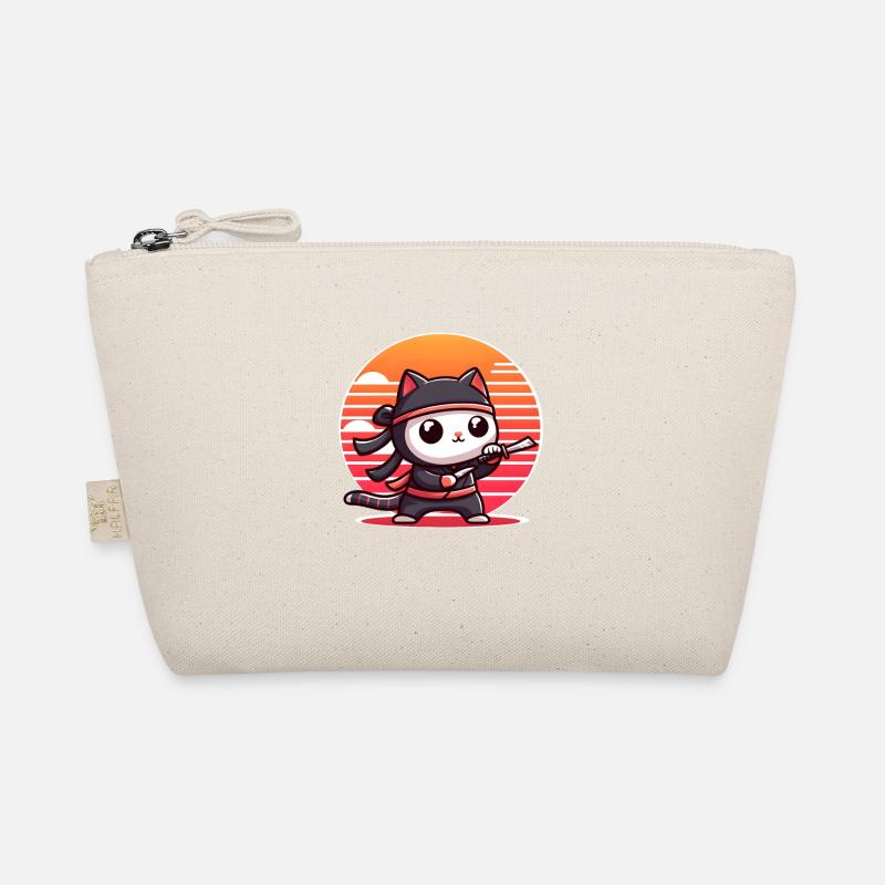 Ninja cat in sunset Organic Pouch