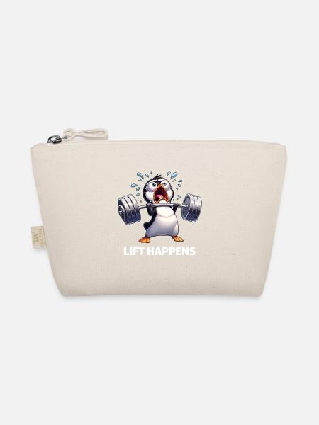 Lustiger Pinguin Gewichtheber Hantel Workout - Bio-Täschchen - Natur