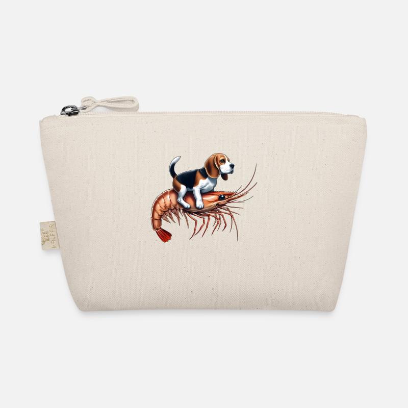 Beagle reitet auf Shrimp Bio-Täschchen