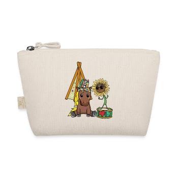 Hippie Horse Teepee Sunflower Horses Drum Peace - Organic Pouch - nature - Front