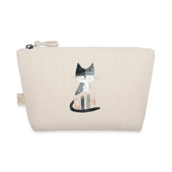 Cute Whimsical Cat Illustration - Adorable Animal - Organic Pouch - nature - Front