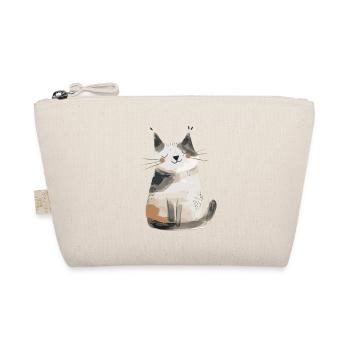 Cute Whimsical Cat Illustration - Adorable Animal - Organic Pouch - nature - Front
