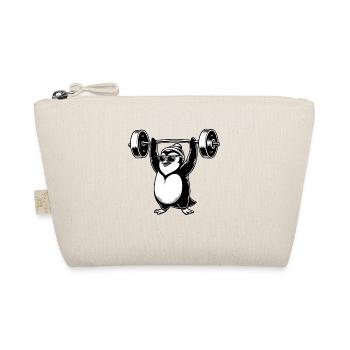 Pingouin avec haltère haltérophile entraînement fitness - Trousse biologique - nature - Devant
