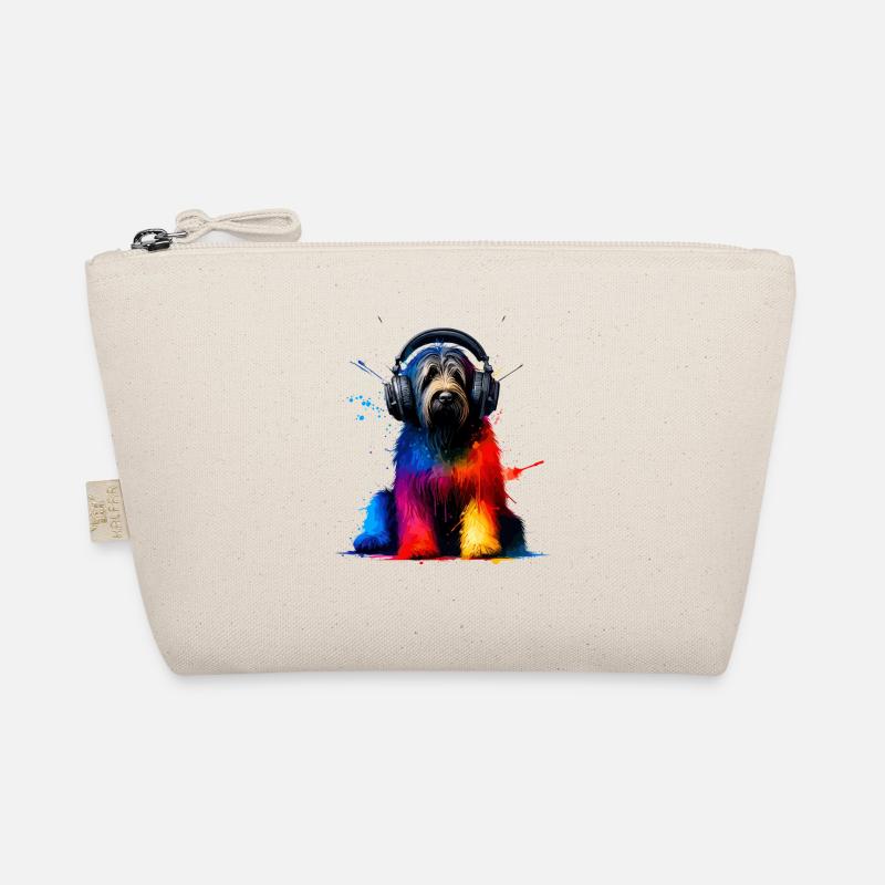 Bunte Splash Art Kopfhörer Briard Briards Bio-Täschchen