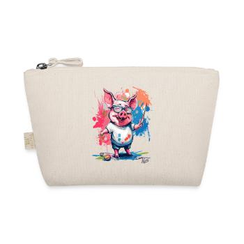 Colorful picture and a funny painter pig - Organic Pouch - nature - Front