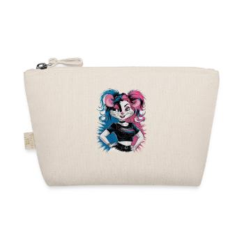 Punk Maus mit rosa und blauen Haaren Retro Style - Bio-Täschchen - Natur - Vorne