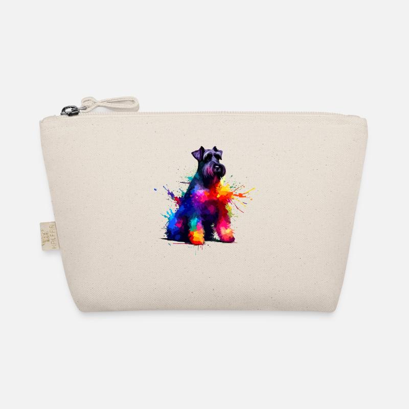 Bunte Splash Art Riesenschnauzer Schnauzer - Bio-Täschchen - Natur