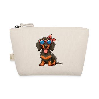 Cool dachshund with sunglasses and hair bow - Organic Pouch - nature - Front