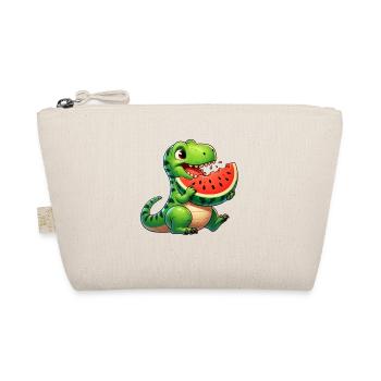 T-Rex with Melon Sweet Watermelon Cartoon Summer - Organic Pouch - nature - Front