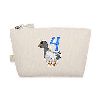4th Birthday Motif Dove - Four Years Old - Organic Pouch - nature - Front