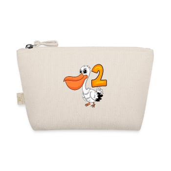 2nd Birthday Motif Pelican - Two Years Old - Organic Pouch - nature - Front