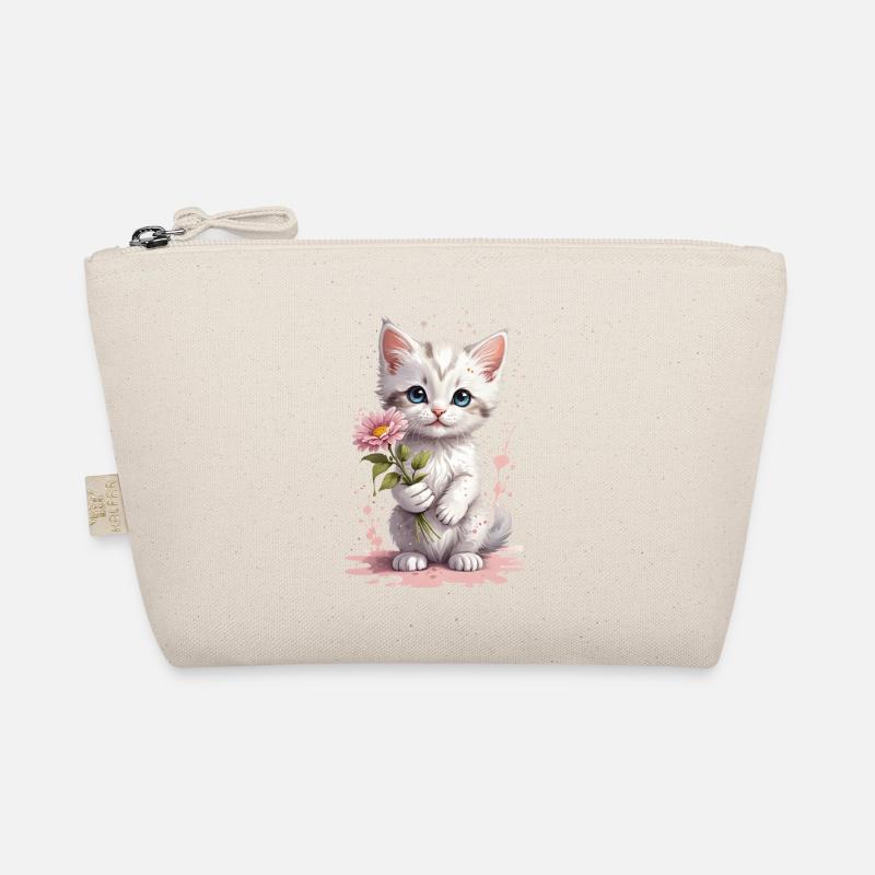 Chaton espiègle avec fleur - Aquarelle Trousse biologique