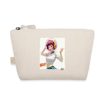 Funny Astronaut Girl Says Hello - Organic Pouch - nature - Front