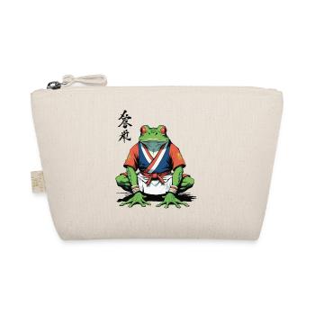 Samurai Frog & Vintage Ukiyo-e Style Design - Organic Pouch - nature - Front
