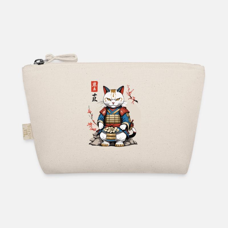 Samurai Katze im Asiatischen Ukiyo-E Stil Bio-Täschchen