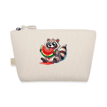 Raccoon Melon Watermelon Cute Cartoon Summer - Organic Pouch - nature - Front