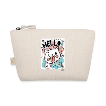 Mignon petit chat blanc dit bonjour - Trousse biologique - nature - Devant