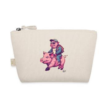 A pig rides another pig - Organic Pouch - nature - Front