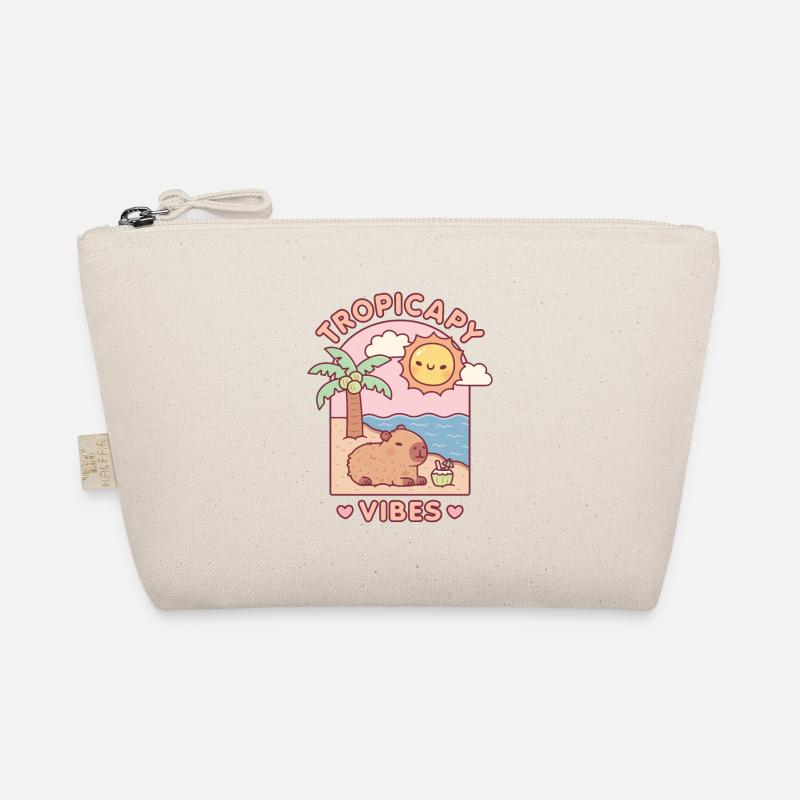 Cute Capybara Chilling On Beach Tropicapy Vibes Organic Pouch