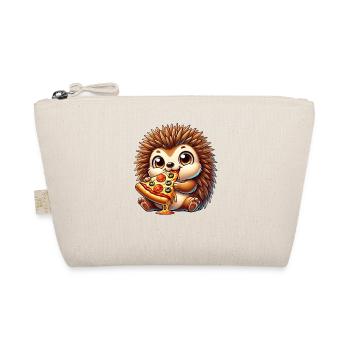 Funny Hedgehog Pizza Olives Cheese Fast Food Comic - Organic Pouch - nature - Front