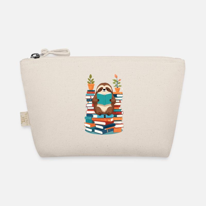 Funny Book Lover Sloth Reading Organic Pouch