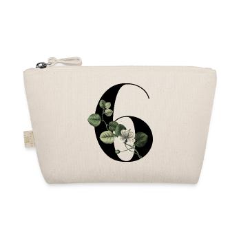 Number 6 Floral Green -6th Birthday Floral - Organic Pouch - nature - Front