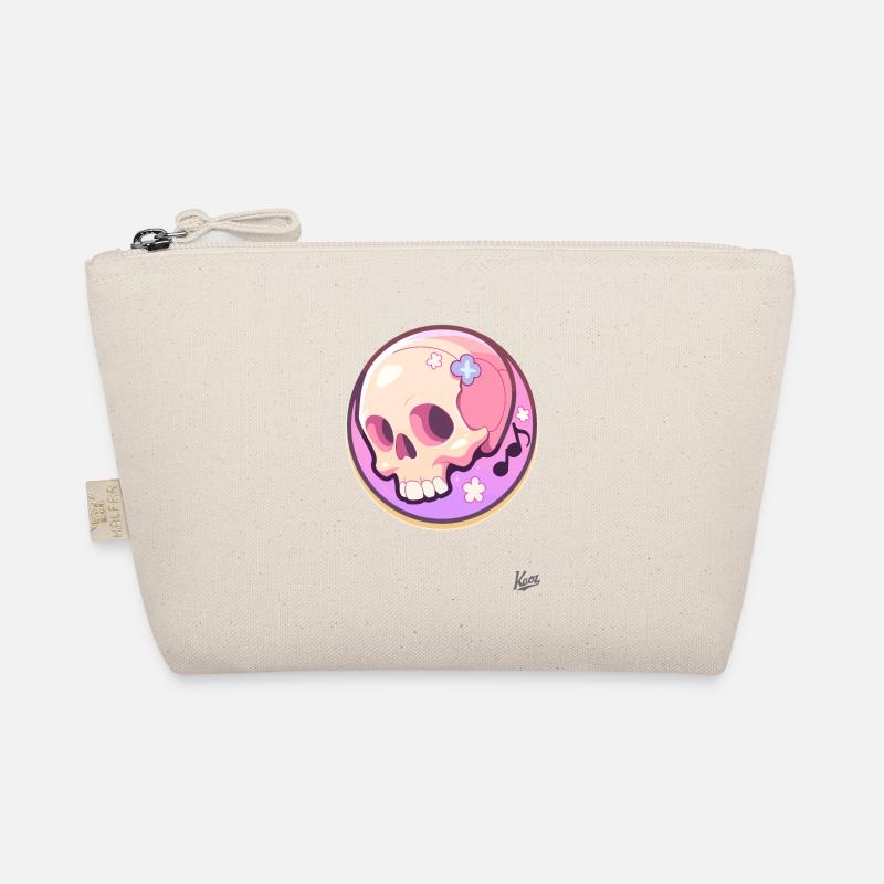 Musical notes and a relaxed cute skull Organic Pouch
